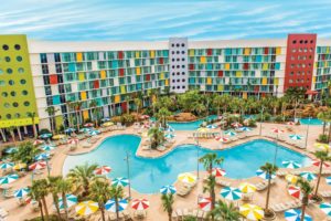 Vista do alto do Universal's Cabana Bay Beach Resort